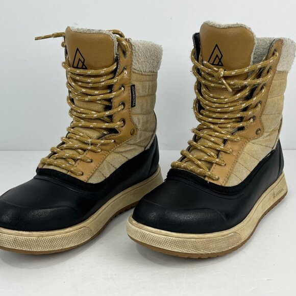 RipZone Kids Snow Boots Size 6 Black Beige Lace Up Round Toe Flat Heel - Picture 2 of 6